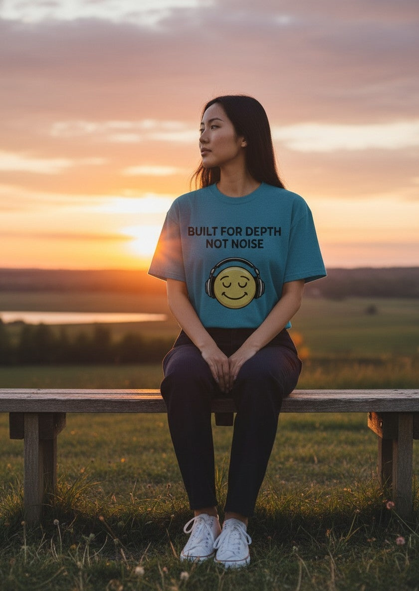 Built for Depth Not Noise T-Shirt Black Text Unisex