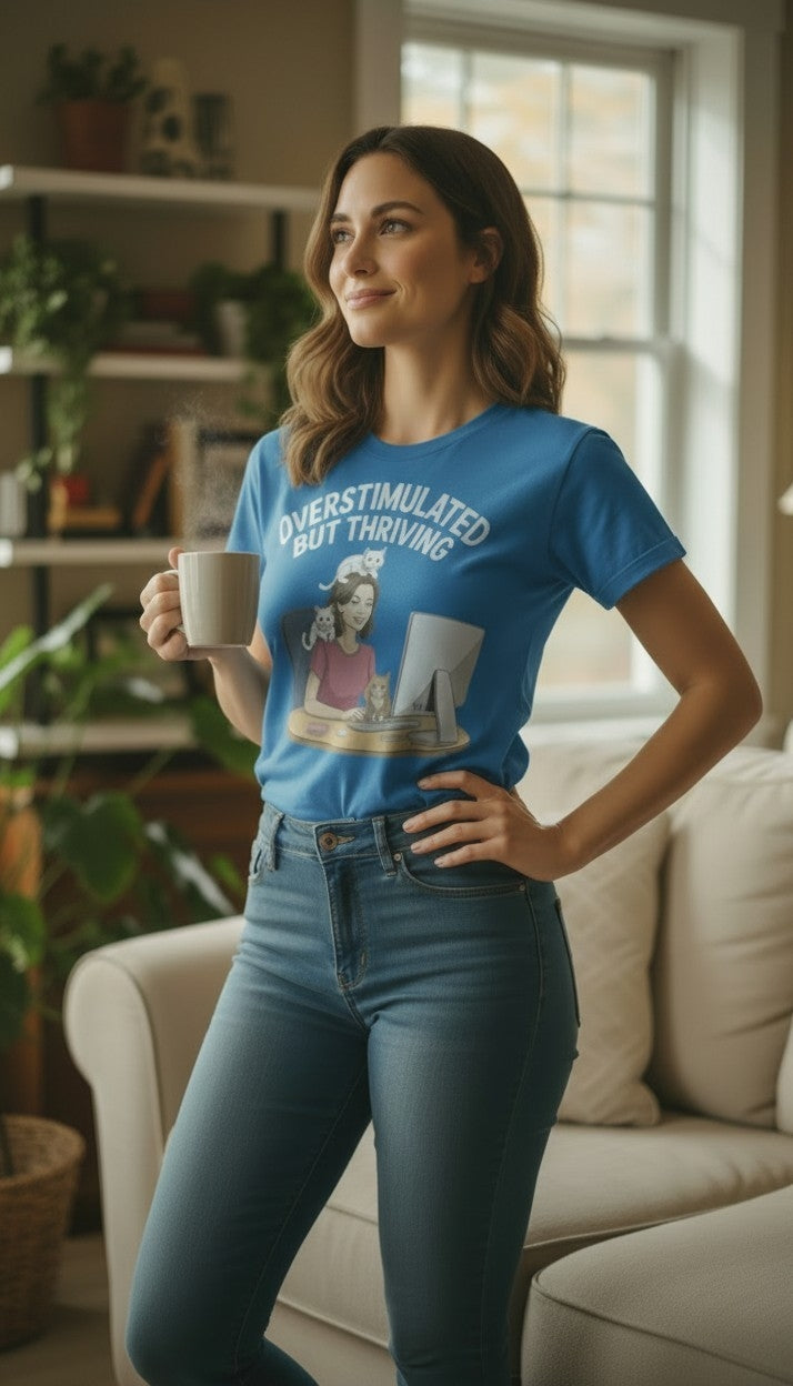 Overstimulated But Thriving Women's Cat T-Shirt