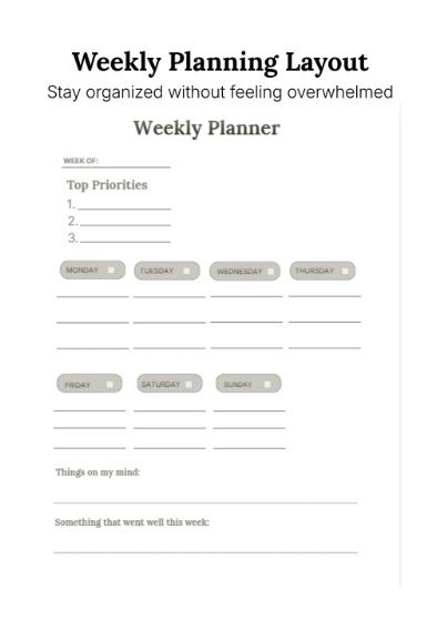 NeuroEaseDesign Brain Dump Planner – Calm Printable for Overwhelm & Anxiety