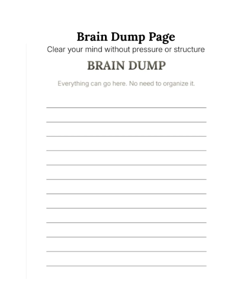 NeuroEaseDesign Brain Dump Planner – Calm Printable for Overwhelm & Anxiety